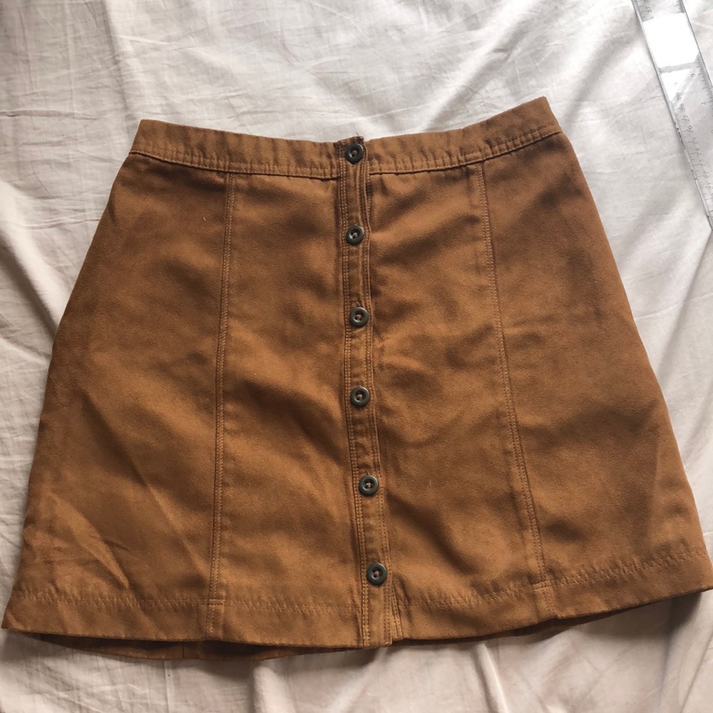 EUC Hollister Camel Suede Button-Front A-line Mini-skirt - 0 / 25-26in waist